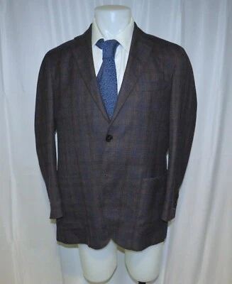 Etro Brown Plaid Wool Blend Current Two Button Sport Coat 46 - Image 1 of 4