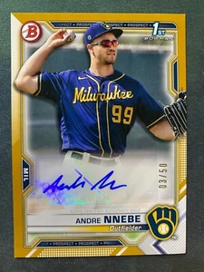 2021 Bowman Chrome Baseball Andre Nnebe Gold Refractor RC Auto 03/50 - Picture 1 of 2