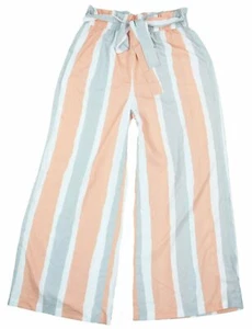 Verona Kali Striped Ruffled Tie Waist Wide Leg Women's Pants L NWT Orange - Picture 1 of 1