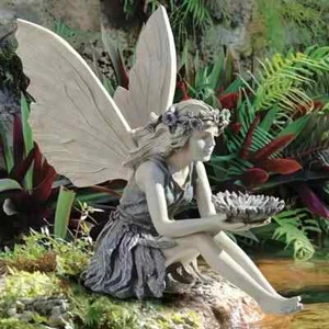 Garden Decoration Fairy Statue Resin Ornament Angel Figurine Peaceful Sculpture - Picture 1 of 24