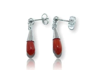 Orecchini Pendenti di Corallo rosso e Argento da 925 per donna pietre naturali - Imagen 1 de 3
