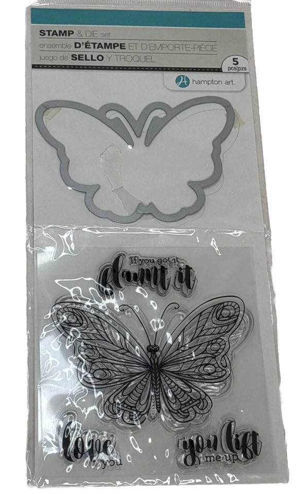 Juego de 5 estampillas y troqueles transparentes Hampton Art Butterfly Foto 1 de 4