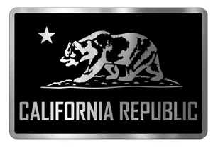 California Republic State Flag Engraved Car Badge Acrylic Emblem BRUSHED SILVER. - Picture 1 of 4