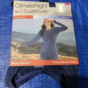 Cuddl Duds Climate Right Damen Plüsch Wärme Langarm Rundhals Blau Denim XS - Bild 1 von 2