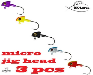 Micro JIG HEADS Pintado 3 piezas Aparlejo de pesca depredador ultra ligero gran calidad - Imagen 1 de 6