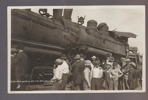Colby KANSAS RPPC 1913 ZUGWRACK Eisenbahnkatastrophe zerschlagene Lokmenge Menge KS - Bild 1 von 2