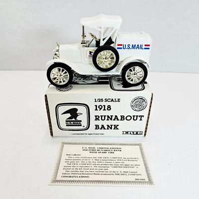 Ertl 1918 Ford Model T Runabout U.S. Mail Die Cast Metal Bank USA 1988 Limited - Image 1 of 4