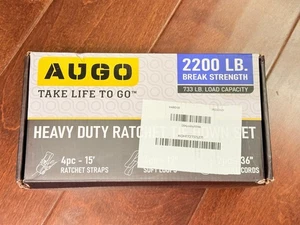 Augo Ratchet Set 2200 LB Break Strength Heavy Duty Ratchet Tie Down Set - Picture 1 of 3