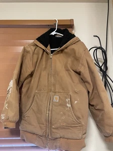 Carhartt Jacket Youth XL (18/20) Light Brown Lined Hooded Carhartt Coat - Picture 1 of 9