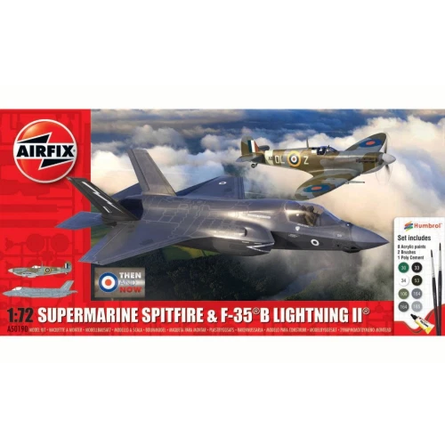 THEN AND NOW SPITFIRE Mk Vc & F-35B LIGHTNING II KIT 1:72 Airfix Kit Aerei Model - Immagine 1 di 1