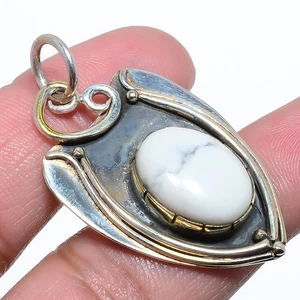 Amerikanischer Howlith oxidieren versilbert Schmuck Anhänger 1,77" T21, Weihnachtsgeschenk - Bild 1 von 3