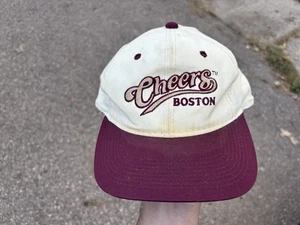 Vintage Cheers Boston Hat Ivory Red Snap Back Cap 80s TV Show Sitcom Promo - Picture 1 of 18