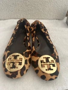 Tory Burch Reva Leopard Ballet Flats Calf Hair Animal Print - Picture 1 of 9