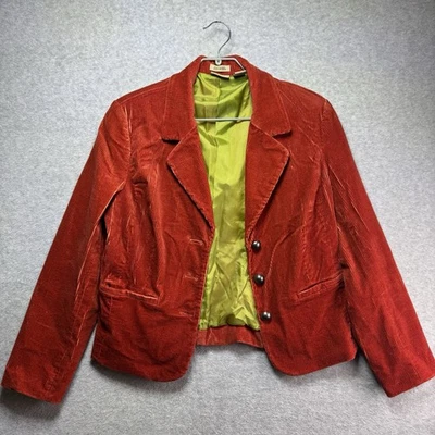 Chaqueta De Colección Y2K Pana L Blazer Naranja Quemado Verde Lima Volantes Tallado Disco Retro Foto 1 de 4