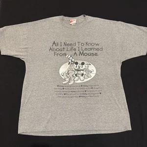 Camisa De Colección Disney Mickey Mouse Para Hombres XL Gris Goofy Donald Cita Hecha en EE. UU. 90s - Imagen 1 de 10