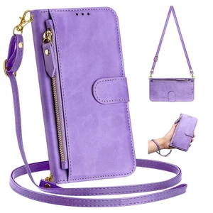 For Various Phone Crossbody Zipper Leather 7 Cards Wallet Case Flip Stand Cover - Picture 1 of 25