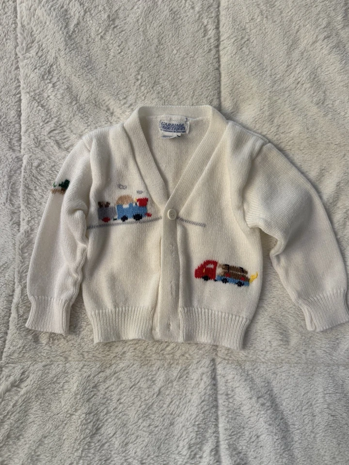 Suéter Blanco Vintage Con Aviones Bordados De Carriage Boutique 12 M Foto 1 de 4