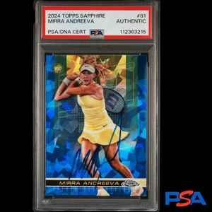 Mirra Andreeva 2024 Topps Cromo Zafiro Novato Automático PSA Autógrafo Auténtico RC - Imagen 1 de 3