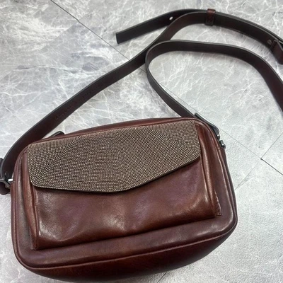Bolso de hombro Brunello Cucinelli Monire de cuero marrón Foto 1 de 4