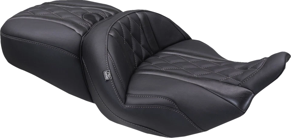 Asiento Mustang Deluxe Tour gris con puntada de diamante para Harley Touring FLHX 2023-2025 Foto 1 de 1