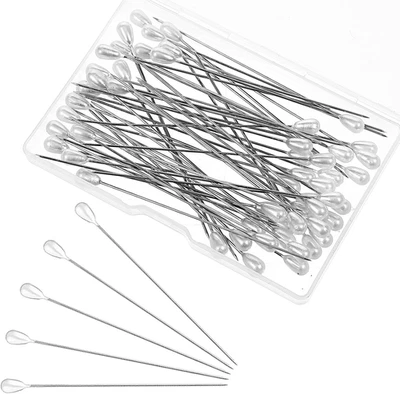 Alfileres con cabeza de perla, 50 piezas alfileres de ramillete de 3 pulgadas alfileres rectos con perla Foto 1 de 4