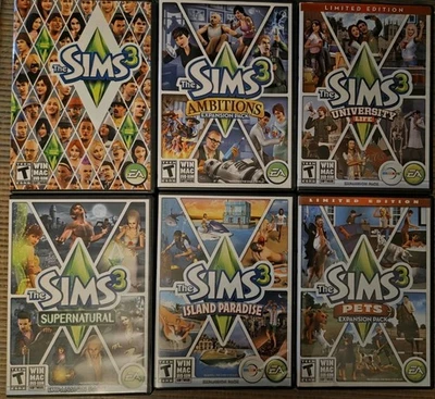The SIMS 3 Game Plus Expansion Packs PC Windows/Mac Set lot of 6 Ships Free - Image 1 of 3