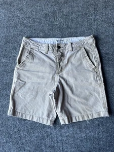 Abercrombie & Fitch Shorts Men 31 Chino Khaki Flat Front Cream Button Fly Preppy - Picture 1 of 14