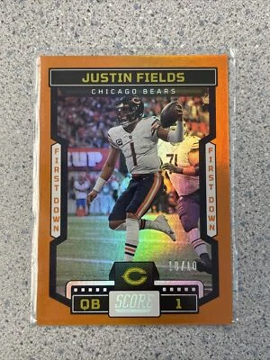 2023 Score Justin Fields Orange First Down 10/10 - Image 1 of 2