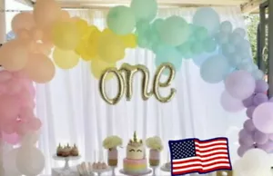 114:16ft ONE 1st Birthday BALLOON SET PASTEL Arch Garland, RAINBOW UNICORN PARTY - Picture 1 of 12