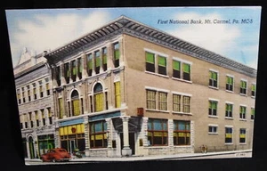 Postal de colección First National Bank Mount Carmel Pennsylvania sin usar. - Imagen 1 de 2