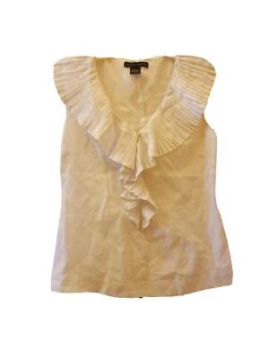 Top Grace Elements de lino sin mangas blanco marfil con volantes delantero cuello en V talla 8 bonito  Foto 1 de 4