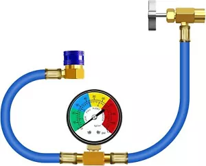 AC R134a Recharge Hose with Gauge Kit, Freon U Charge Hose 100 pounds per Square - Picture 1 of 8