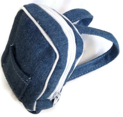 DORI'S DOLL BOUTIQUE Blue Denim Backpack for 18 inch Doll Clothes Girl Boy Accessories