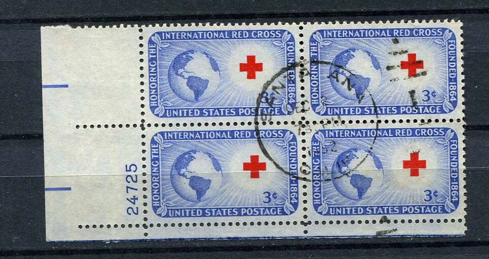 USA : Scott # 1016 - Plate Block # 24725 - used - Image 1 of 1