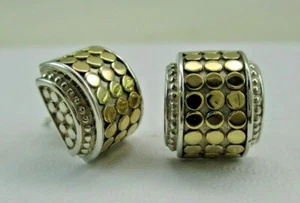 John Hardy Punkte 18K Gelbgold Sterlingsilber Ohrringe 14K Backs 036TB - Bild 1 von 12