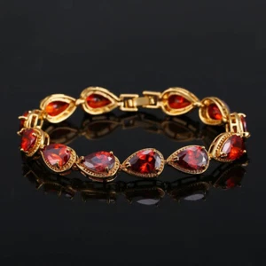 Berühmter Schmuck vergoldet Birnenschliff Zirkon Braut Hochzeit Armband Schmuck - Bild 1 von 18