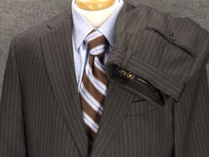 Hart Schaffner Marx Suit 42L Nordstrom Black Wool Pin Stripe 34x31 Pant USA - Picture 1 of 20