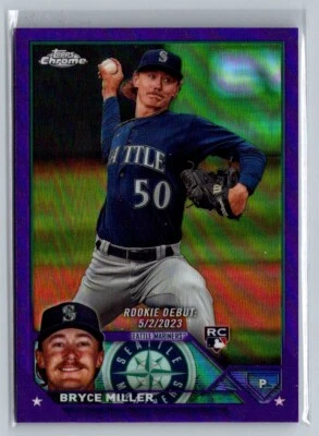 2023 Topps Chrome Update Debut Purple Refractor /250 Bryce Miller Rookie RC - Image 1 of 2