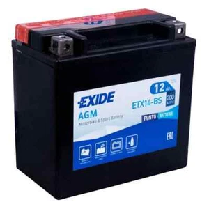BATTERIA MOTO ETX14-BS 12V 12AH 200A EXIDE AGM AVVIAMENTO BMW POLO POSITIVO A SX - Foto 1 di 1