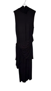 Abito donna Ronny Kobo cristallo senza maniche increspato sovrapposizione marrone cioccolato XL NUOVO CON ETICHETTE - Foto 1 di 11