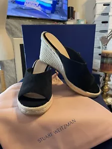 Women’s Stuart Weitzman Wonda Black Leather Suede Size 11 New In Box - Picture 1 of 10