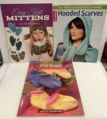 Crochet and Knit Scarves, Booties, Mittens, and Hooded Scarves Patterns  - Image 1 of 2