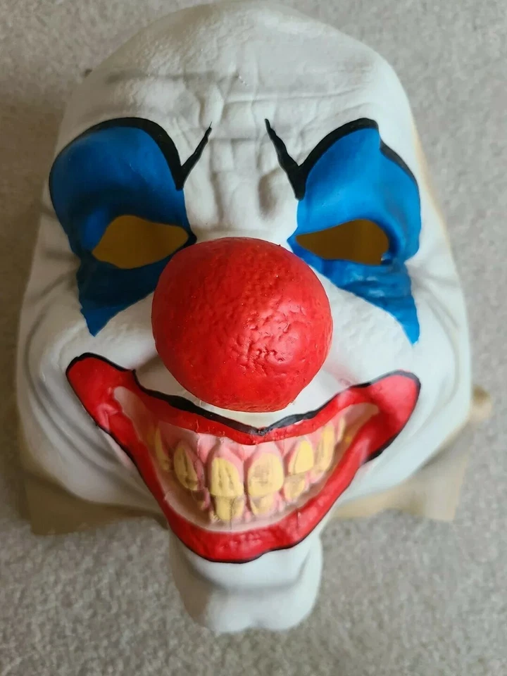 Creepy Bald Clown Halloween Mask  Smiling Evil Grin Giggle New - Image 1 of 4