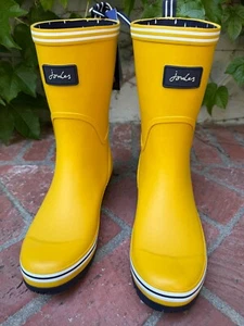 New Joules Rain Boots Mid Calf Coastal Gold Yellow Size US: 10 UK: 8 Brand New - Picture 1 of 7