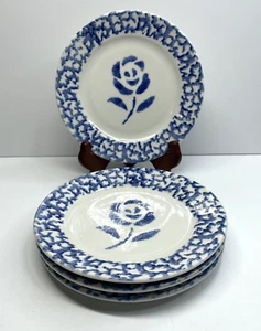 Tabletops Unlimited Blau Biskuit Rosenmuster 7" Salatteller 4er Set - Bild 1 von 7