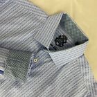 English Laundry Mens Blue Cotton Blue Mini Geo Flip Cuff Long Sleeve Shirt