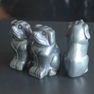 1.5'' Carved gemstone crystal hematite dog puppy figurine animal carving decor - Picture 1 of 4