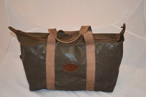 Mulberry Khaki Scotchgrain Leather Canvas Zip Large Holdall Weekend Shoulder Bag - Picture 1 of 23