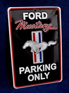 FORD MUSTANG Parking -*US MADE* Embossed Sign - Man Cave Garage Wall Decor (BLK) - Picture 1 of 10