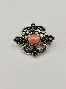 Edle Vintage Brosche versilbert mit Edelstein - Bild 1 von 5
